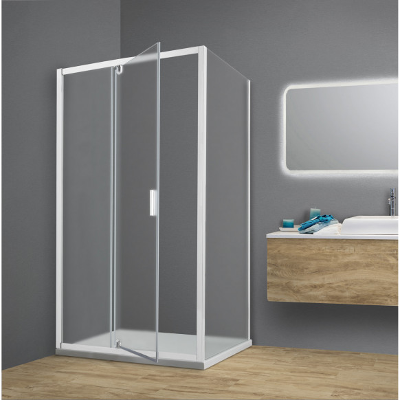 Box doccia TOKYO porta battente rettangolare 110x80 cm altezza 200 cm cristallo 6 mm bianco opaco