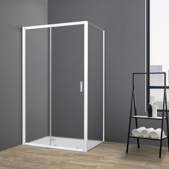 Box doccia TOKYO porta scorrevole rettangolare 110x80 cm altezza 200 cm cristallo 6 mm bianco opaco