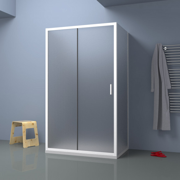 Box doccia TOKYO porta scorrevole rettangolare 3 lati 140x75x75 cm altezza 200 cm cristallo 6 mm bianco opaco